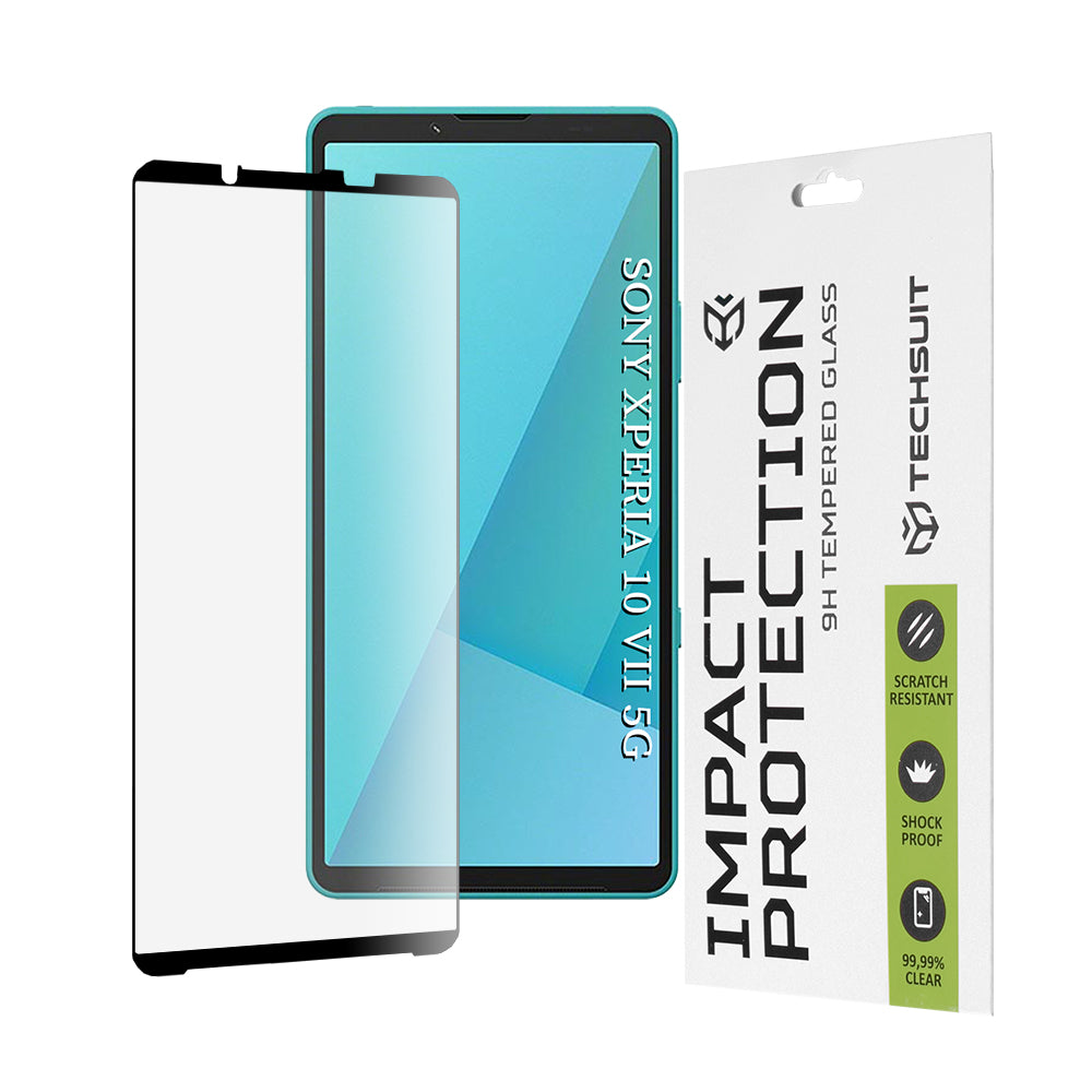 Techsuit skärmskydd för Sony Xperia 10 VII, härdat glas, full limning, 111D, svart