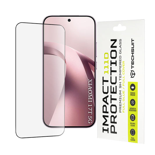 Techsuit skärmskydd för Xiaomi 17T, härdat glas, full lim, 111D, svart