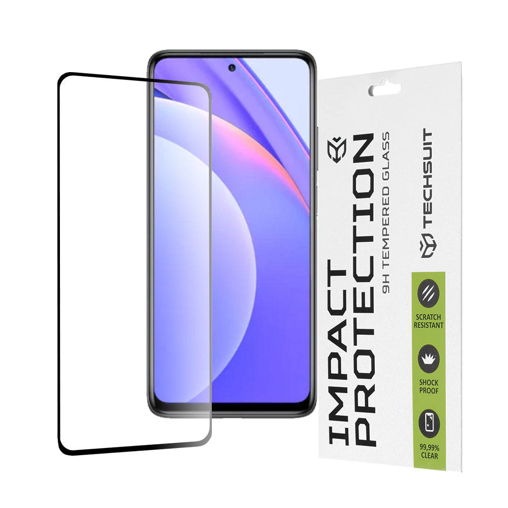 Techsuit skärmskydd för Xiaomi Mi 10T Lite 5G, härdat glas, full lim, 111D, svart