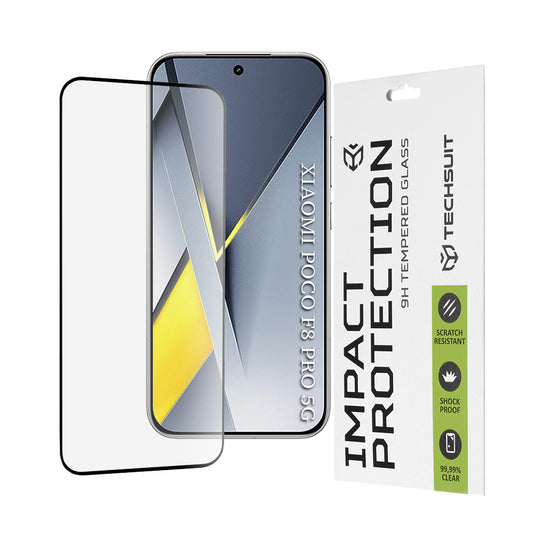 Skärmskydd Techsuit för Xiaomi Poco F8 Pro, Härdat Glas, Full Glue, 111D, Svart