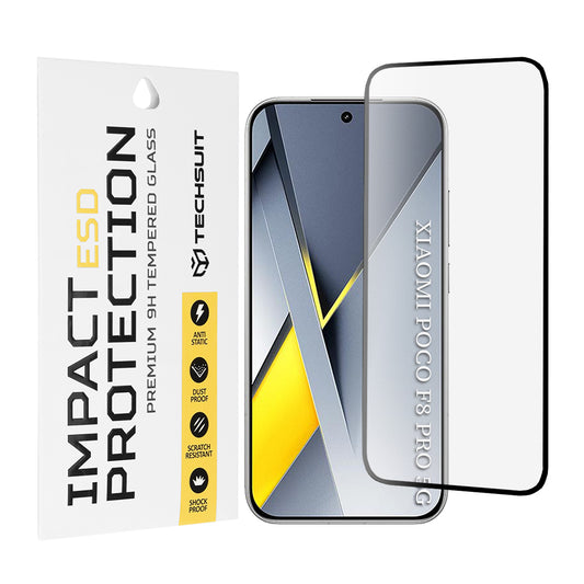Skärmskydd Techsuit för Xiaomi Poco F8 Pro, Härdat Glas, Full Lim, Svart