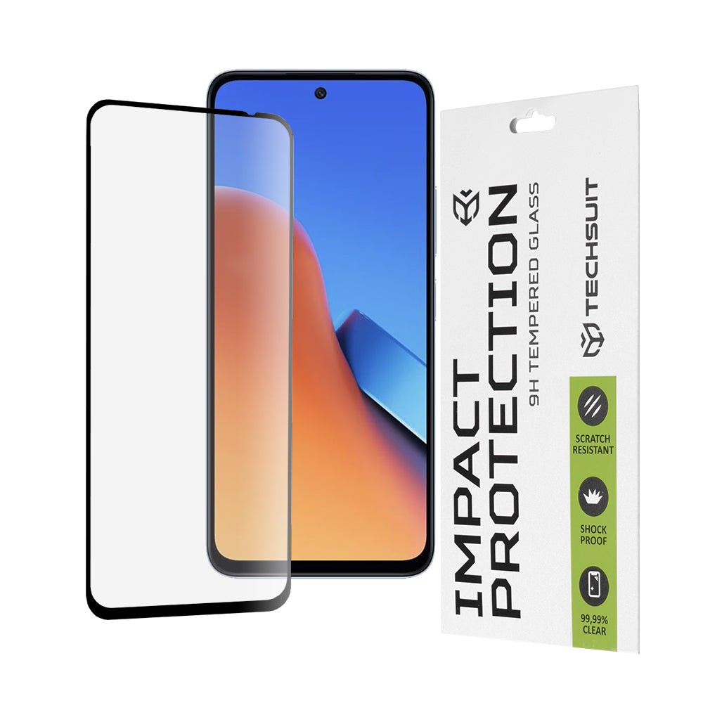 Techsuit skärmskydd för Xiaomi Poco M6 4G / Redmi 13 / 12 5G / 12, härdat glas, full limning, 111D, svart