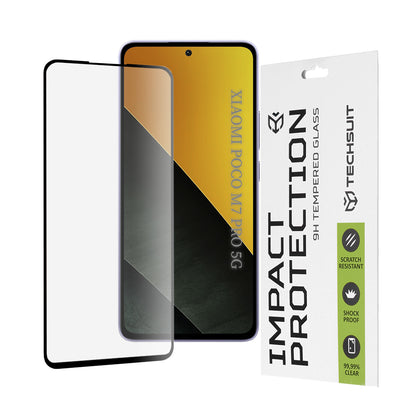 Techsuit skärmskydd för Xiaomi Poco M7 Pro 5G, härdat glas, full lim, 111D, svart