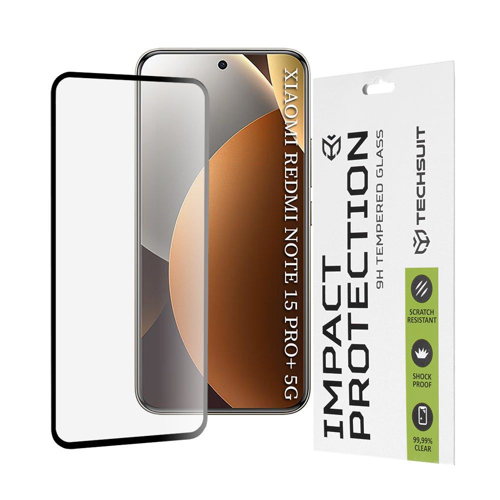 Skärmskydd Techsuit för Xiaomi Poco M8 Pro / Redmi Note 15 Pro+ 5G, Härdat Glas, Full Glue, 111D, Svart