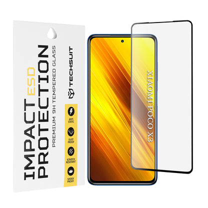 Techsuit skärmskydd för Xiaomi Poco X3 Pro / X3 NFC / X3, härdat glas, full lim, svart