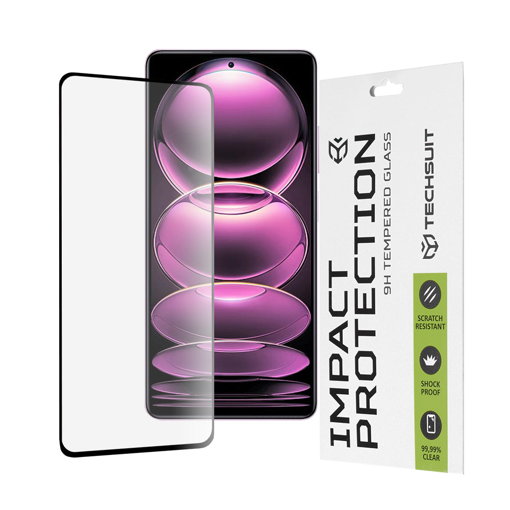 Techsuit skärmskydd för Xiaomi Poco X5 Pro / Redmi Note 12 Pro 5G / Note 12 Pro+, Härdat glas, Full lim, 111D, Svart