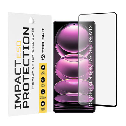 Techsuit skärmskydd för Xiaomi Poco X5 Pro / Redmi Note 12 Pro 5G / Note 12 Pro+, Härdat glas, Full lim, Svart