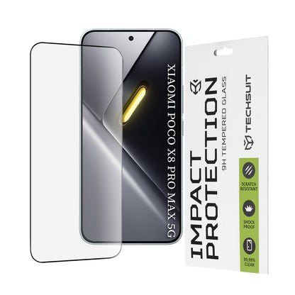 Skärmskydd Techsuit för Xiaomi Poco X8 Pro Max, Härdat Glas, Full Glue, 111D, Svart