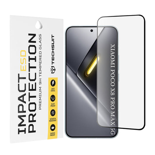 Skärmskydd Techsuit för Xiaomi Poco X8 Pro Max, Härdat Glas, Full Lim, Svart