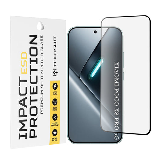 Techsuit skärmskydd för Xiaomi Poco X8 Pro, härdat glas, full lim, svart