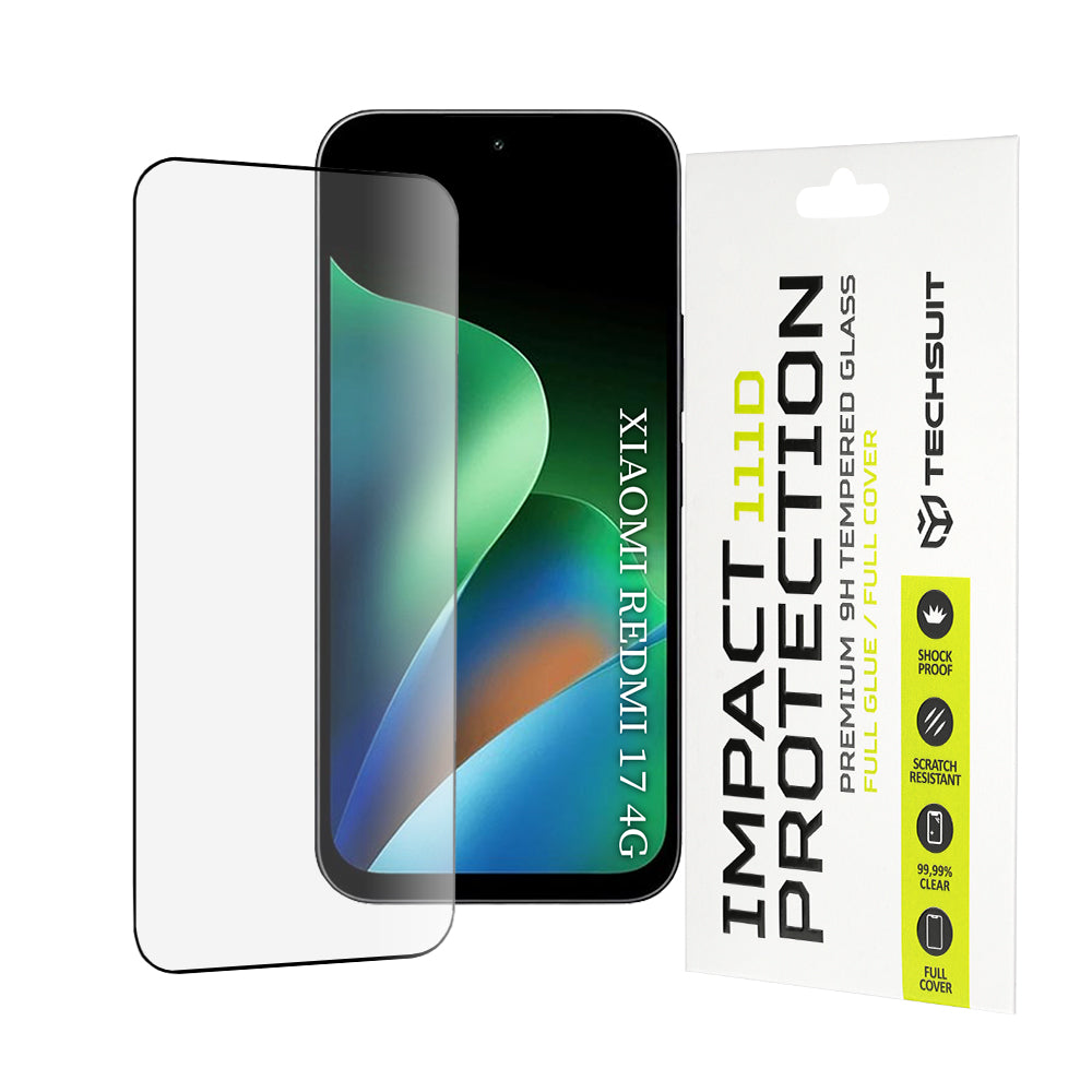 Techsuit skärmskydd för Xiaomi Redmi 17 5G / 17 4G, härdat glas, full limning, 111D, svart