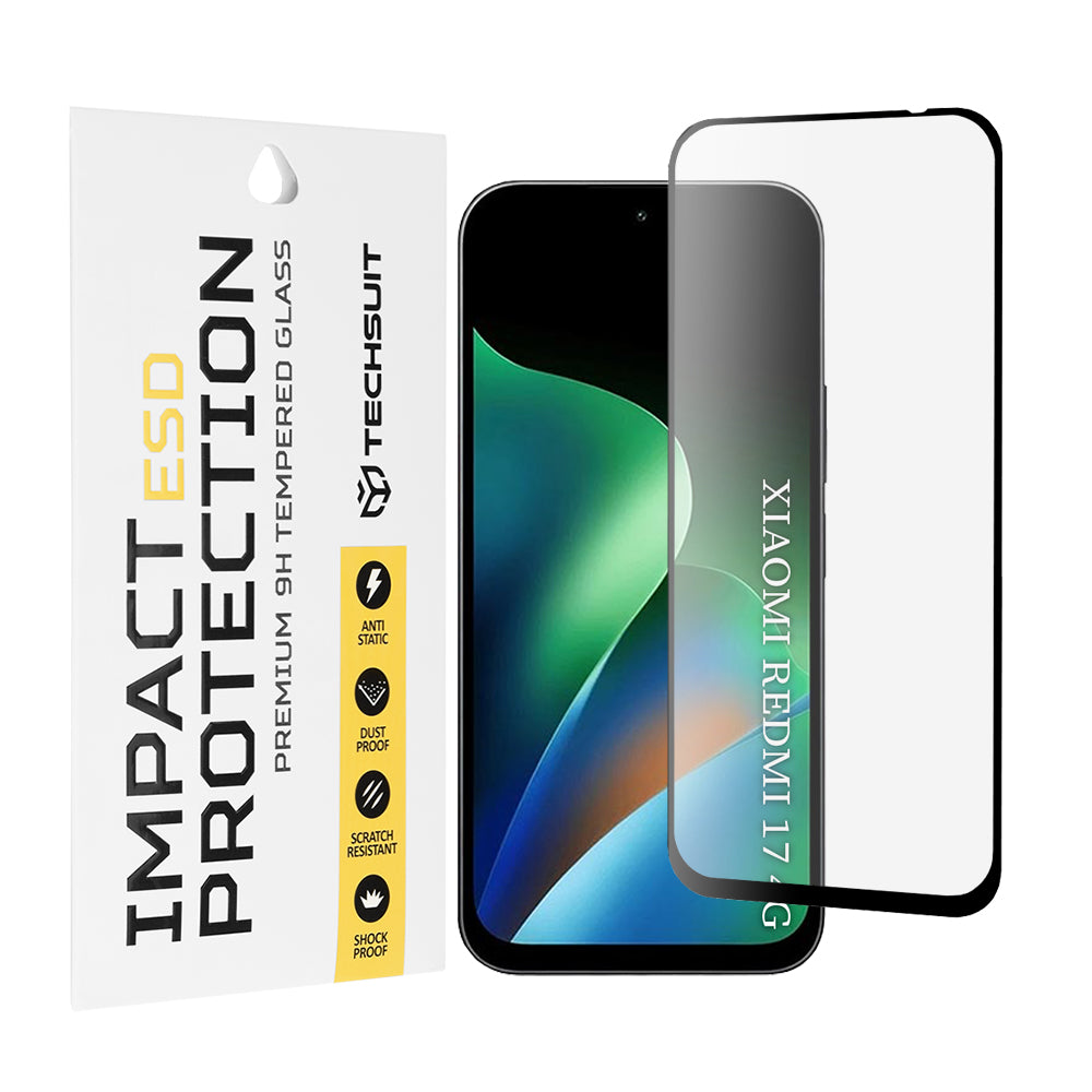 Techsuit skärmskydd för Xiaomi Redmi 17 5G / 17 4G, härdat glas, full lim, svart