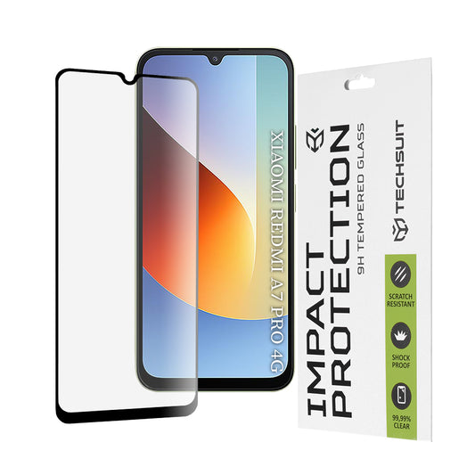 Techsuit skärmskydd för Xiaomi Redmi A7 Pro 4G, härdat glas, full lim, 111D, svart