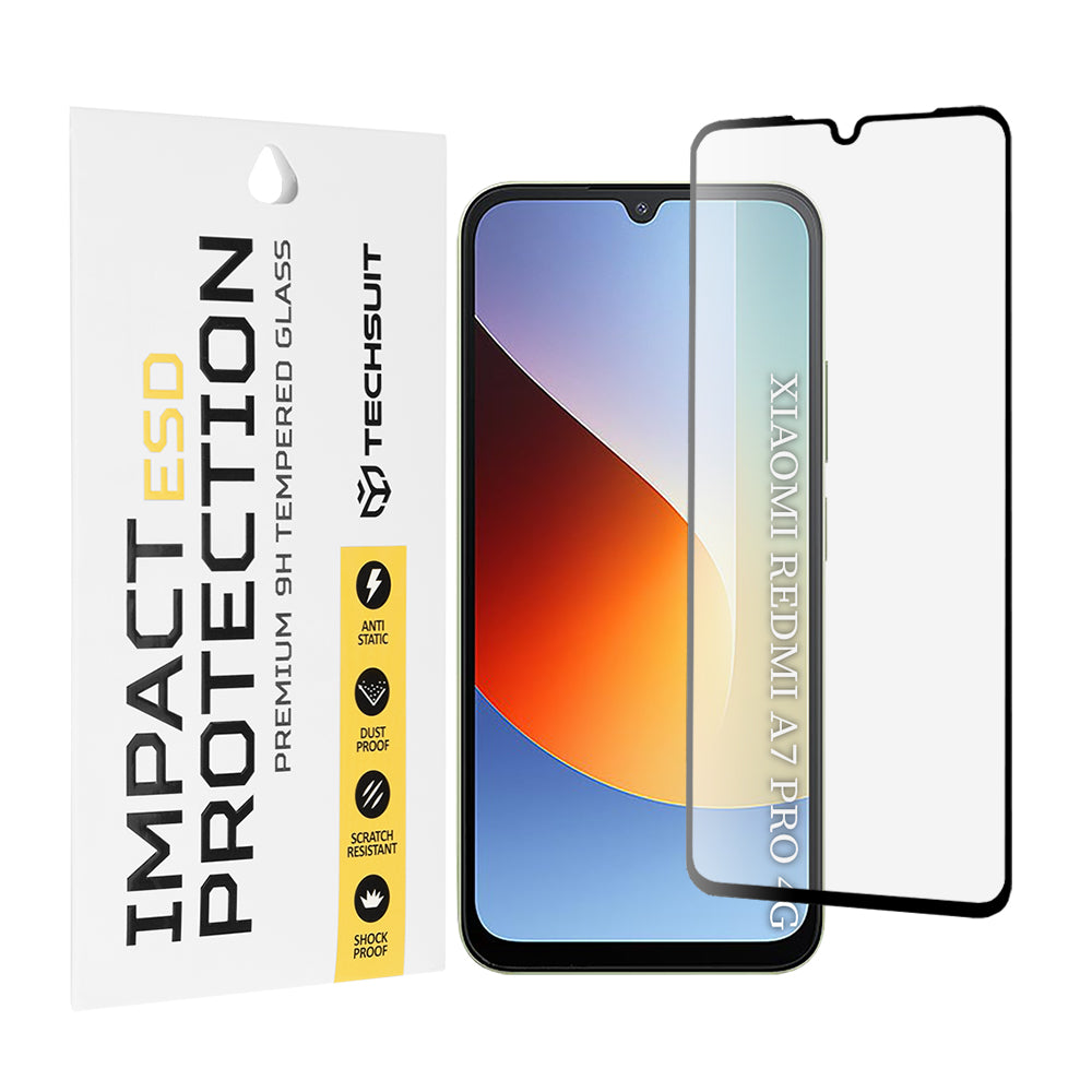 Techsuit skärmskydd för Xiaomi Redmi A7 Pro 4G, härdat glas, full lim, svart