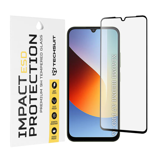 Techsuit skärmskydd för Xiaomi Redmi A7 Pro 4G, härdat glas, full lim, svart