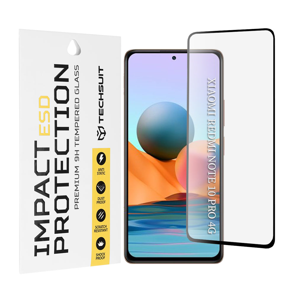 Techsuit skärmskydd för Xiaomi Redmi Note 10 Pro Max / Note 10 Pro, härdat glas, full lim, svart