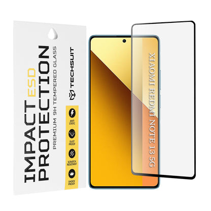 Techsuit skärmskydd för Xiaomi Redmi Note 13 5G, härdat glas, full lim, svart