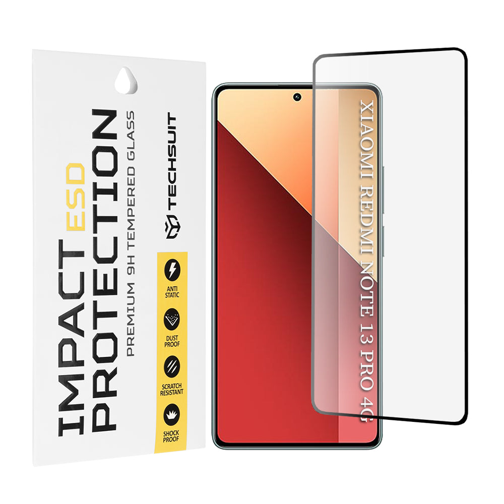 Techsuit skärmskydd för Xiaomi Redmi Note 13 Pro 4G / Poco M6 Pro 4G, härdat glas, full lim, svart