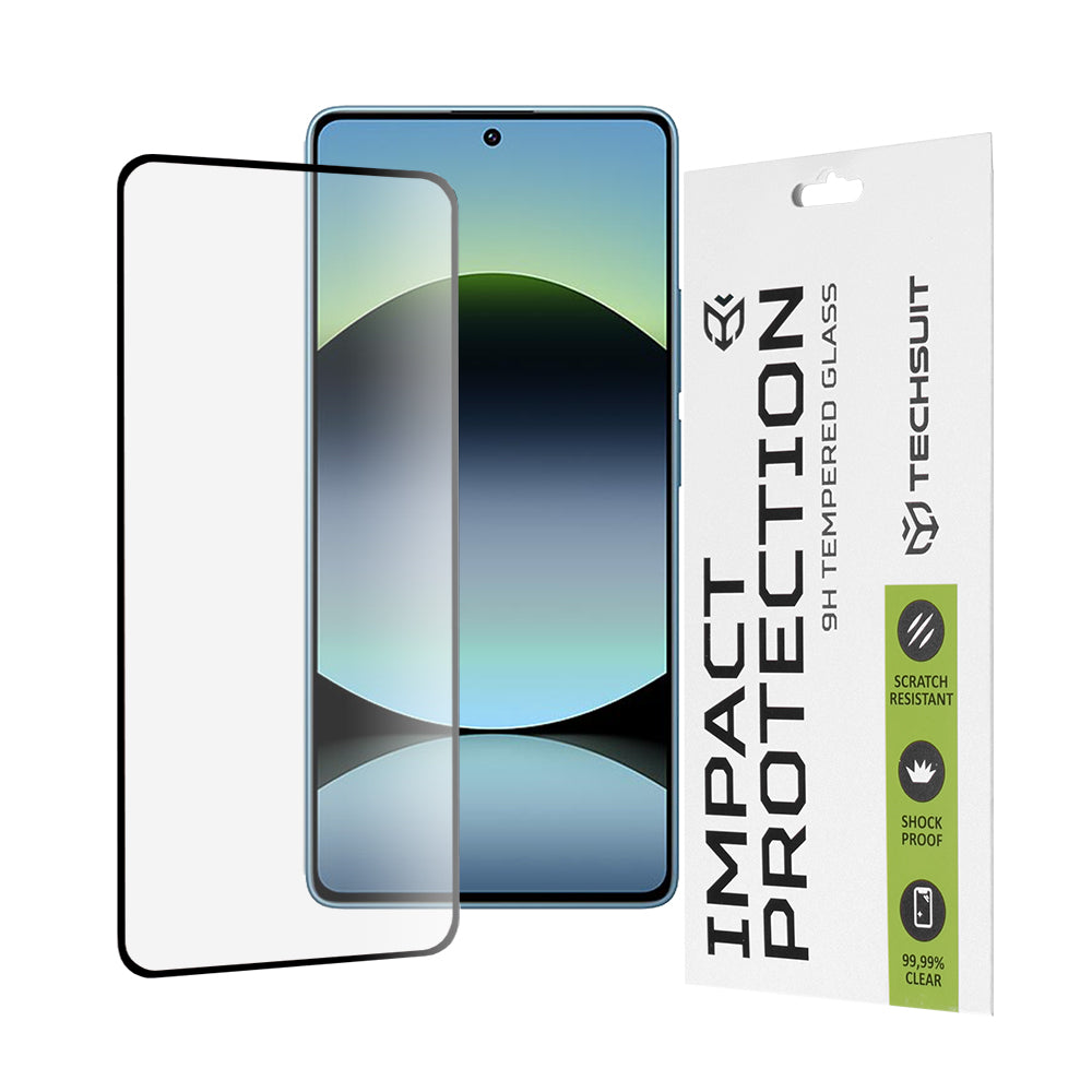 Techsuit skärmskydd för Xiaomi Redmi Note 14S, härdat glas, full limning, 111D, svart