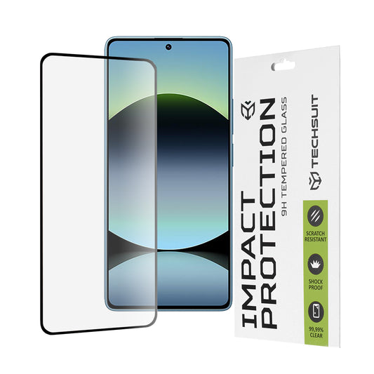 Techsuit skärmskydd för Xiaomi Redmi Note 14S, härdat glas, full limning, 111D, svart