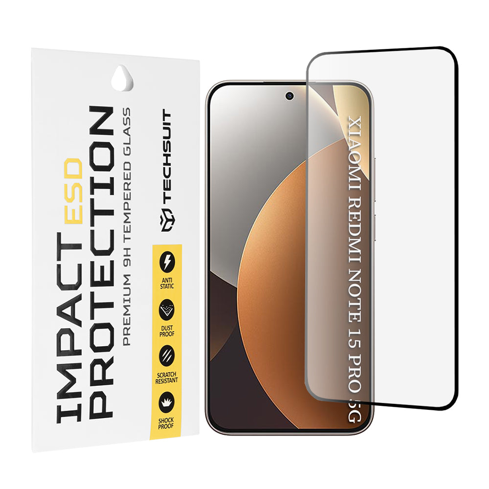 Skärmskydd Techsuit för Xiaomi Redmi Note 15 Pro 5G, Härdat Glas, Full Lim, Svart