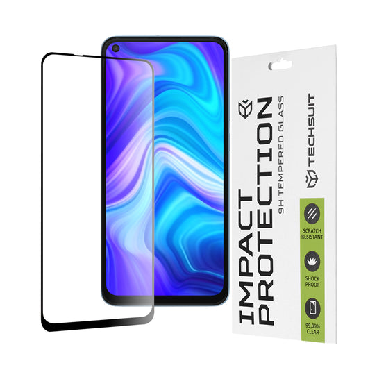 Techsuit skärmskydd för Xiaomi Redmi Note 9 / 10X 4G, härdat glas, full lim, 111D, svart