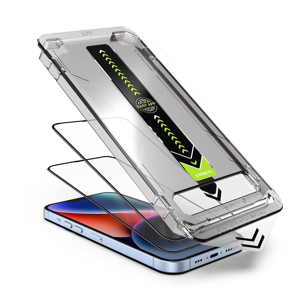 Techsuit TitanGlass Screen Protector for Apple iPhone 15 Pro Max, Tempered Glass, Full Glue, Set of 2 pieces, Black