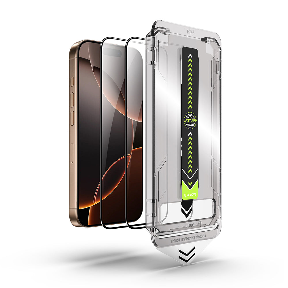 Techsuit TitanGlass skärmskydd för Apple iPhone 16 / 15, härdat glas, full limning, set med 2 stycken, svart