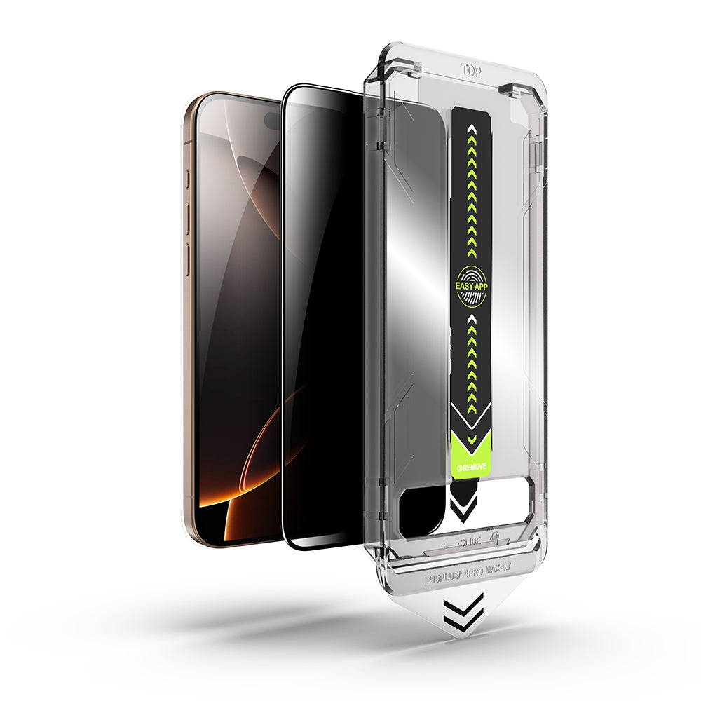 Privacy Techsuit TitanGlass skärmskydd för Apple iPhone 16 Plus / 15 Plus, härdat glas, full limning
