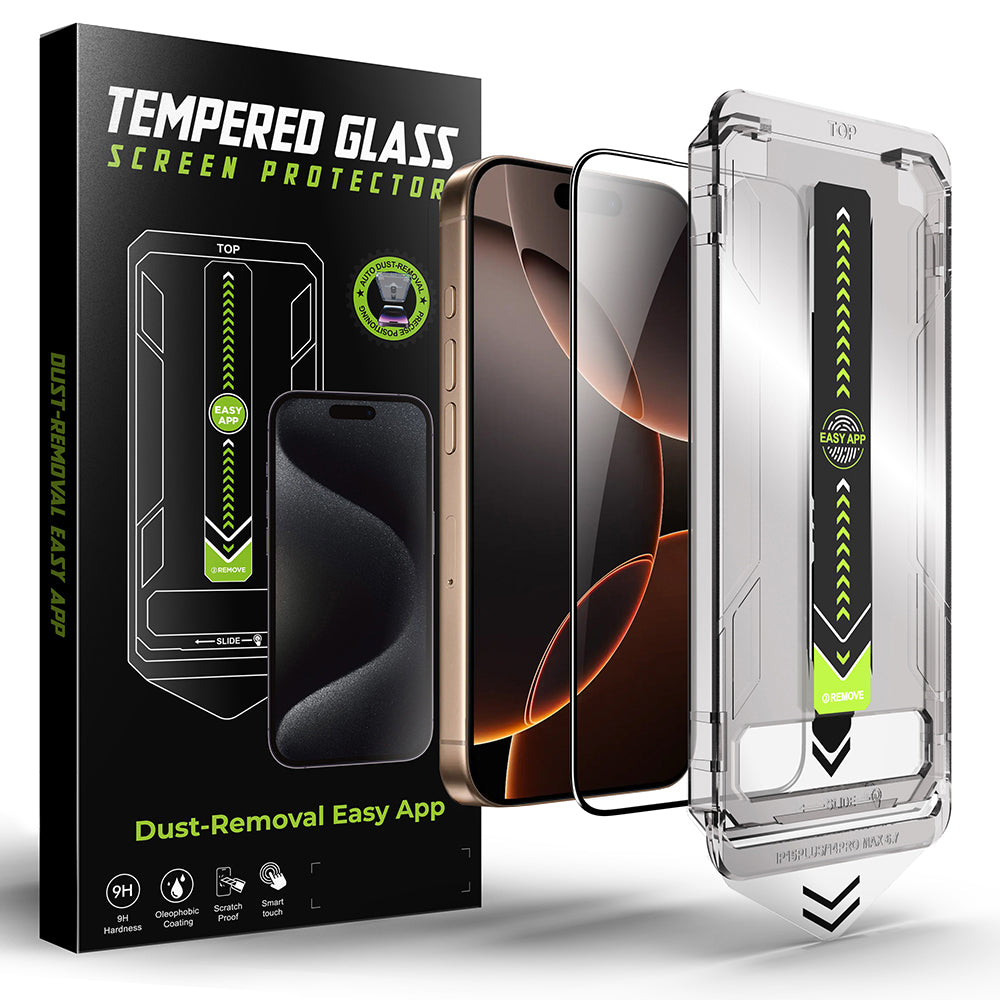 Techsuit TitanGlass skärmskydd för Apple iPhone 16 Pro Max, härdat glas, full limning, svart