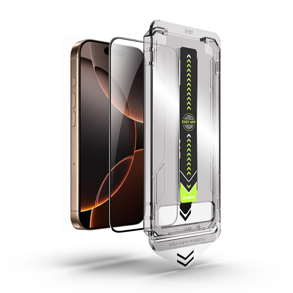 Techsuit TitanGlass skärmskydd för Apple iPhone 16 Pro Max, härdat glas, full limning, svart