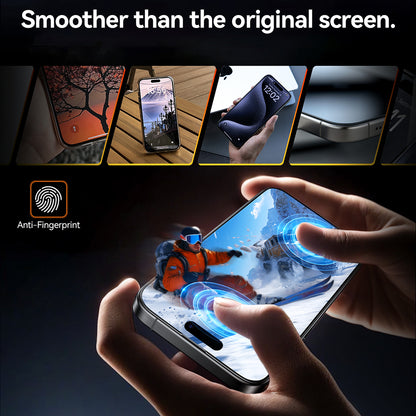 Torras GlassGo Install Master skärmskydd för Apple iPhone 16 Pro Max, härdat glas, full lim, svart