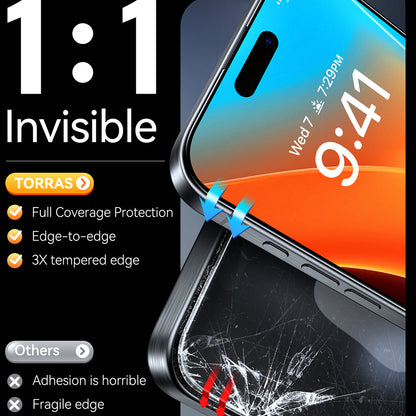 Torras GlassGo Install Master skärmskydd för Apple iPhone 16 Pro Max, härdat glas, full lim, svart