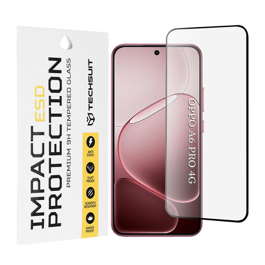 Techsuit skyddsfodral för Oppo A6 Pro 5G / A6 Pro 4G, härdat glas, full limning, svart