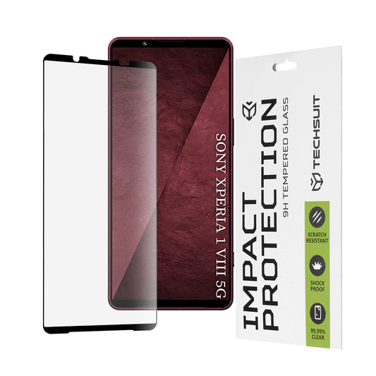 Skärmskydd Techsuit för Sony Xperia 1 VIII, Härdat Glas, 111D, Svart