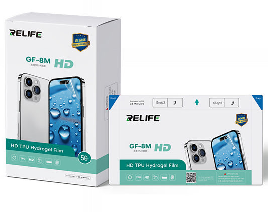 Hydrogel / TPU-film Relife GF-8M för UV-vakuumlamineringsmaskin Sunshine C3 Mix Ultra, 120mm x 210mm, Set om 50 stycken