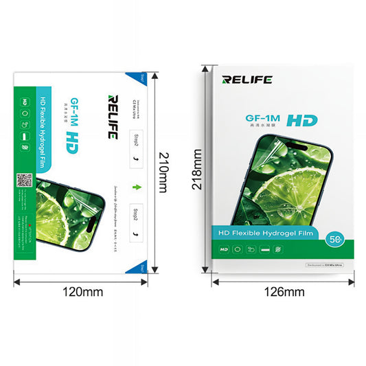 Hydrogel / TPU-film Relife GF-1M för UV-vakuumlamineringsmaskin Sunshine C3 Mix Ultra, 120mm x 210mm, Set om 50 stycken