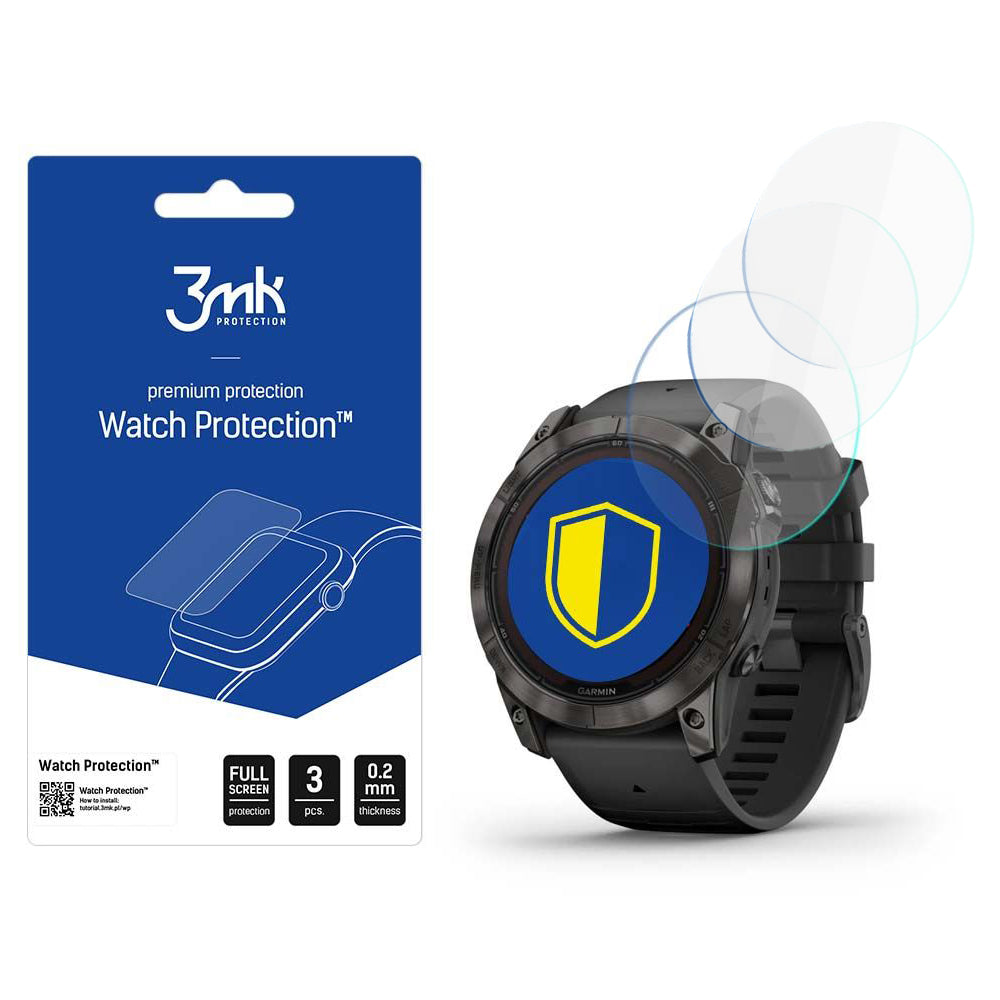 3MK FlexibleGlass Skyddsfolie för Garmin Fenix 7X Pro Solar, Set om 3, Flexibelt Glas