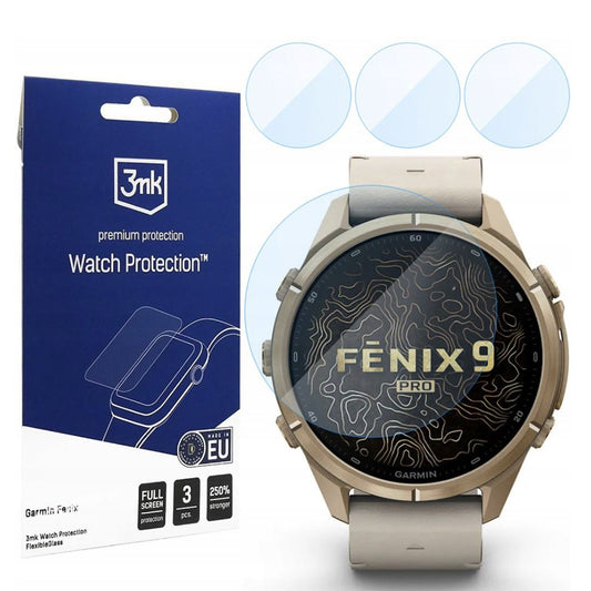 3MK FlexibleGlass Skyddsfolie för Garmin Fenix 9 Pro 43mm, Set om 3 stycken, Flexibelt Glas