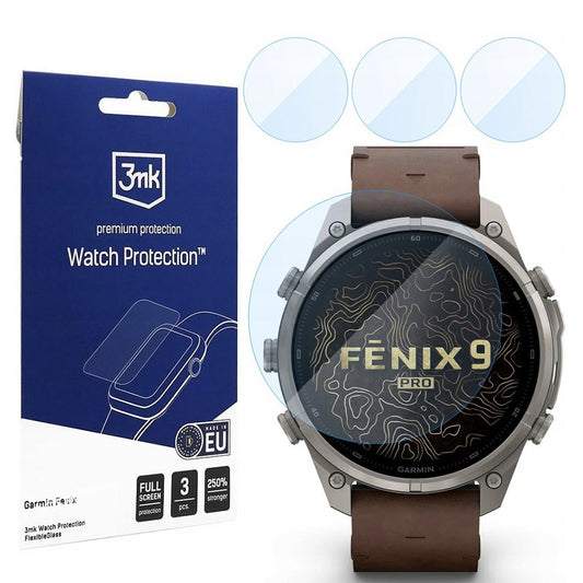 3MK FlexibleGlass skyddsfilm för Garmin Fenix 9 Pro 47 mm, flexibelt glas, 3-pack