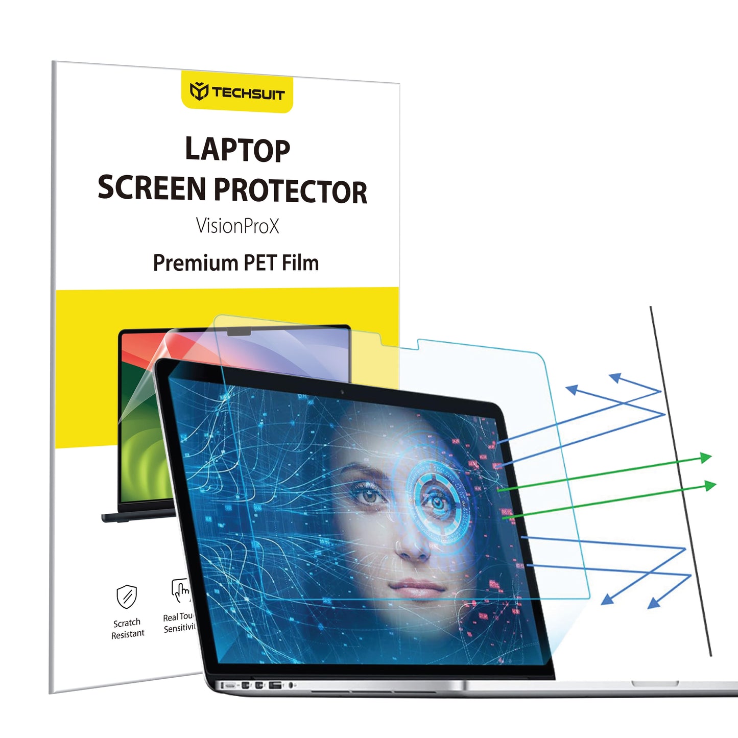 Skärmskyddsfilm Anti Blue Light Techsuit VisionProX för Apple MacBook Air M3 15 tum (2024) / Air M2 15 tum (2023), Plast