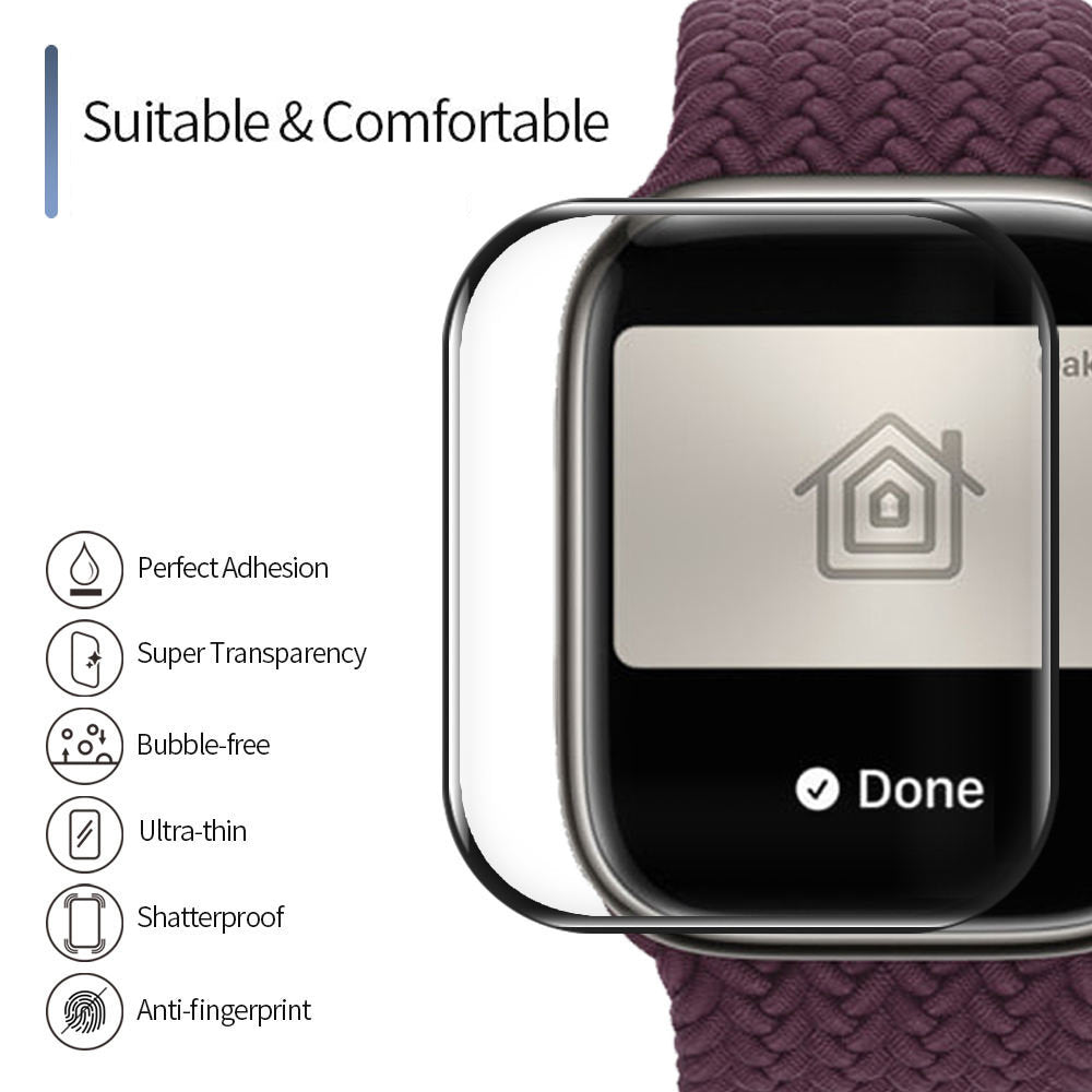 Blueo High Molecule Skyddsfolie för Apple Watch 8 / 7 41mm-serien, Härdat glas, Svart