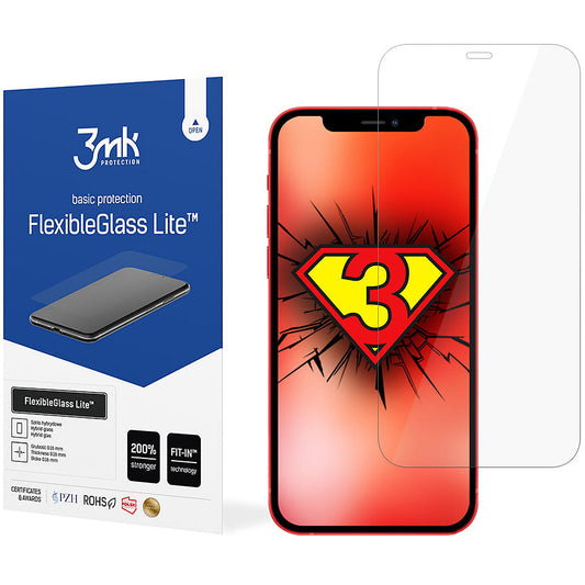 Skärmskydd 3MK FlexibleGlass Lite för Apple iPhone 12 / 12 Pro, Flexibelt Glas, Fullt Lim