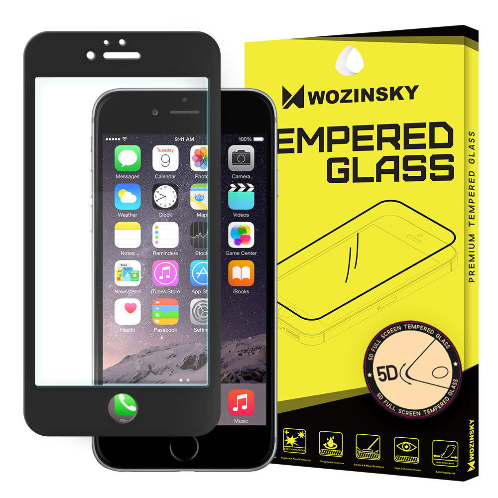 WZK skärmskydd för Apple iPhone SE (2022) / SE (2020) / 8, härdat glas, full limning, 5D, svart