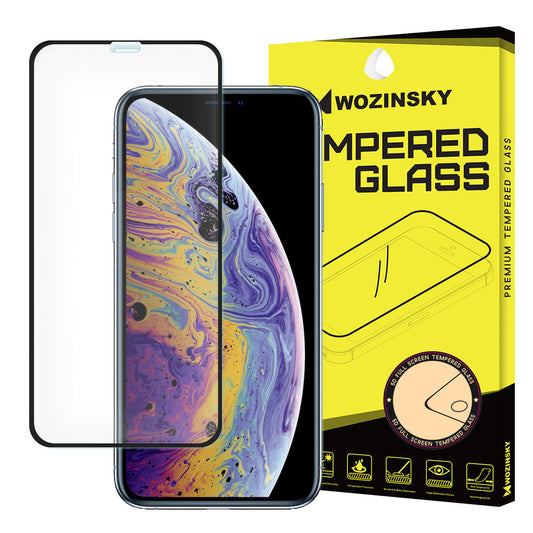 WZK skärmskydd för Apple iPhone 11 Pro / XS / X, härdat glas, full limning, svart