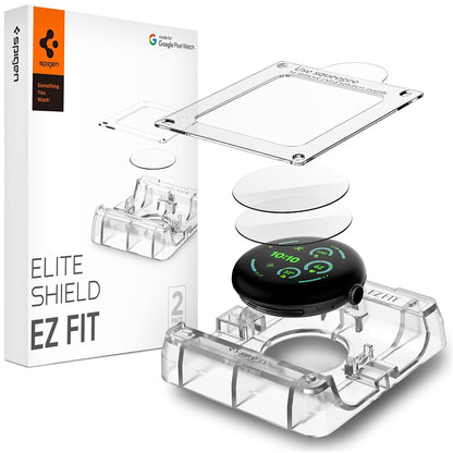 Spigen Elite Shield EZ FIT skyddsfilm för Google Pixel Watch 41mm-serien, set om 2 stycken, härdat glas, transparent AFL08524