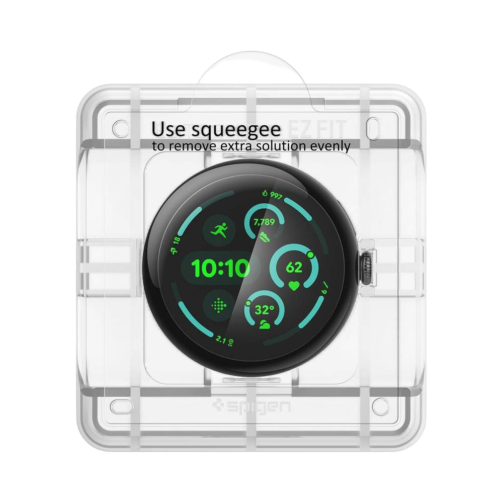 Spigen Elite Shield EZ FIT skyddsfolie för Google Pixel Watch 45mm-serien, set om 2 stycken, härdat glas, transparent AFL08525
