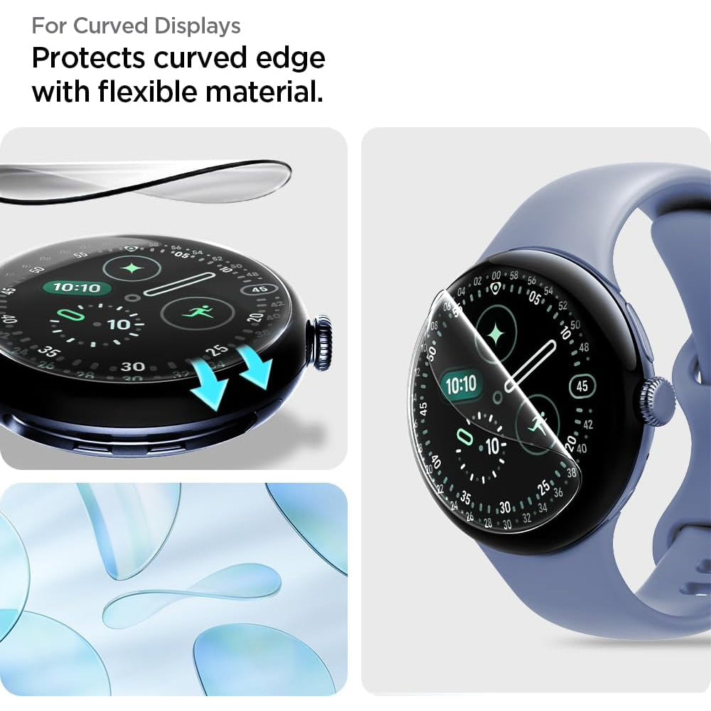 Spigen Elite Shield EZ FIT skyddsfolie för Google Pixel Watch 45mm-serien, set om 2 stycken, härdat glas, transparent AFL08525