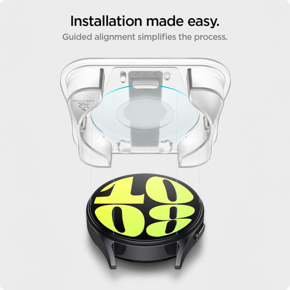 Spigen GlastR EZ FIT Screen Protector for Samsung Galaxy Watch7 / Watch6 / Watch5 / Watch4 44mm Series, Set of 2 Pieces, Tempered Glass AGL08493