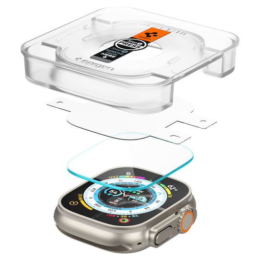 Spigen GlastR EZ FIT skyddsfilm för Apple Watch Ultra Series, Set om 2 stycken, Härdat glas AGL05556